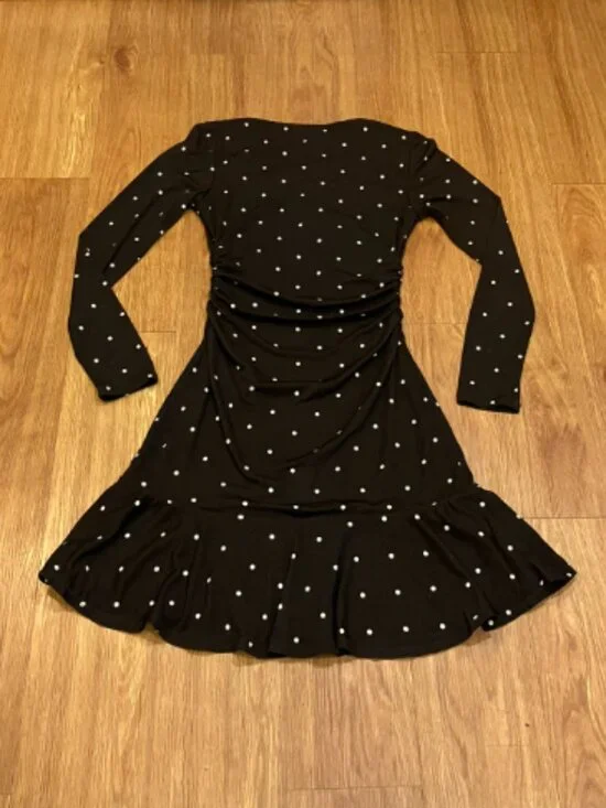Rails Celano  Mini Dress Cocoa Polka Dots Ruffle Hem Size M - Picture 6 of 10